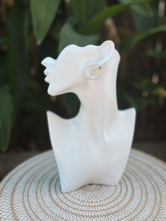 White - Pearl Half Hoop Earring