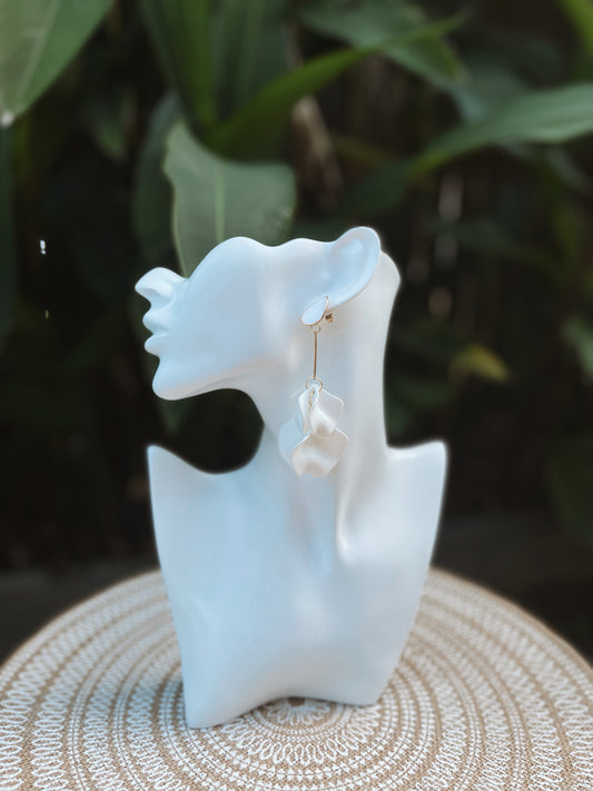 White & Gold Drop Statement Earring